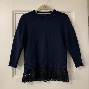 Navy Sweater with Black Trim Bottom